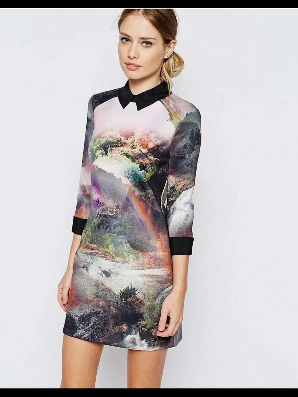 Ted Baker Beautiful Country Scenes Print Collared Scuba Dress
